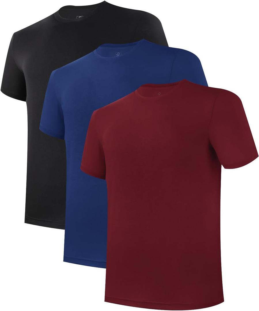 BAMBOO COOL Mens Undershirts Pack, Soft T Shirts for Men, Moisture Wicking Tees, Stretchy Breathable Crew Neck Inner Shirt (XXL)