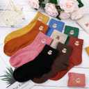 Eurzom 10 Pairs Socks Womens Crew Elastic Ankle Length Cotton Socks Aesthetic Cute Lightweight Low Cut Gifts for Women (One Size, Bear)