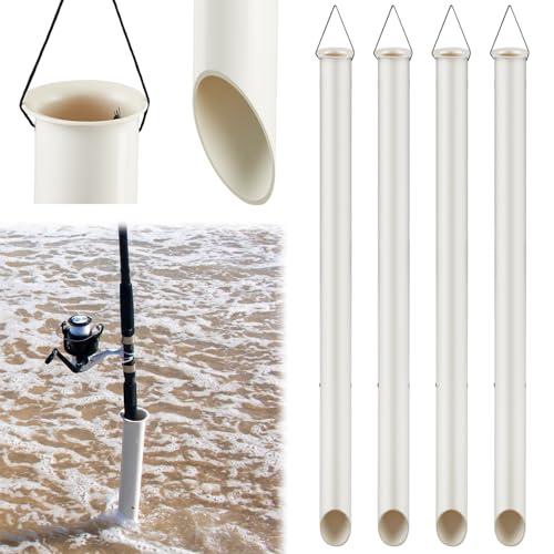 DoubleFill 4 Pcs Tubular Sand Spikes for Surf Fishing PVC Surf Shore and Beach Fishing Rod Holder Sand Spike for Beaches, Rivers and Sandy Beaches (36 Inch)
