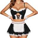 Avidlove Sexy Lingerie for Women Cosplay Lingerie Set Contrast Lace Costume Set(5pack) (Black, M)