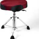 AKLOT Saddle Drum Throne, Hydraulic Drum Throne, Disassemble Heavy Duty Drum Seat, Height Adjustable Suede Drum Chair, Motorcycle Style Drum Stool for Adults Drummers Red