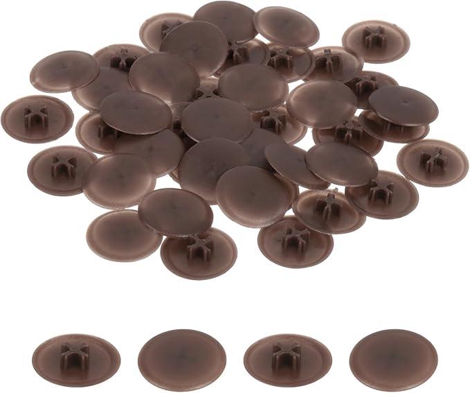 uxcell 160PCS Screw Cap Covers, 17mm Waterproof Plastic Screw Decorative Caps for Phillips Cam Lock Nuts Self-Tapping Screws, Dark Coffee