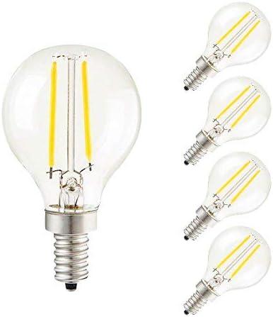 4 x 2W G45 Candelabra LED Bulbs Dimmable(4 Pack)- E14 Base Vintage Edison Incandescent Bulb 20W Equivalent 6000K Daylight White Bulbs for Home,Pendant Light,Sconces,Light Fixtures AC110V~130V