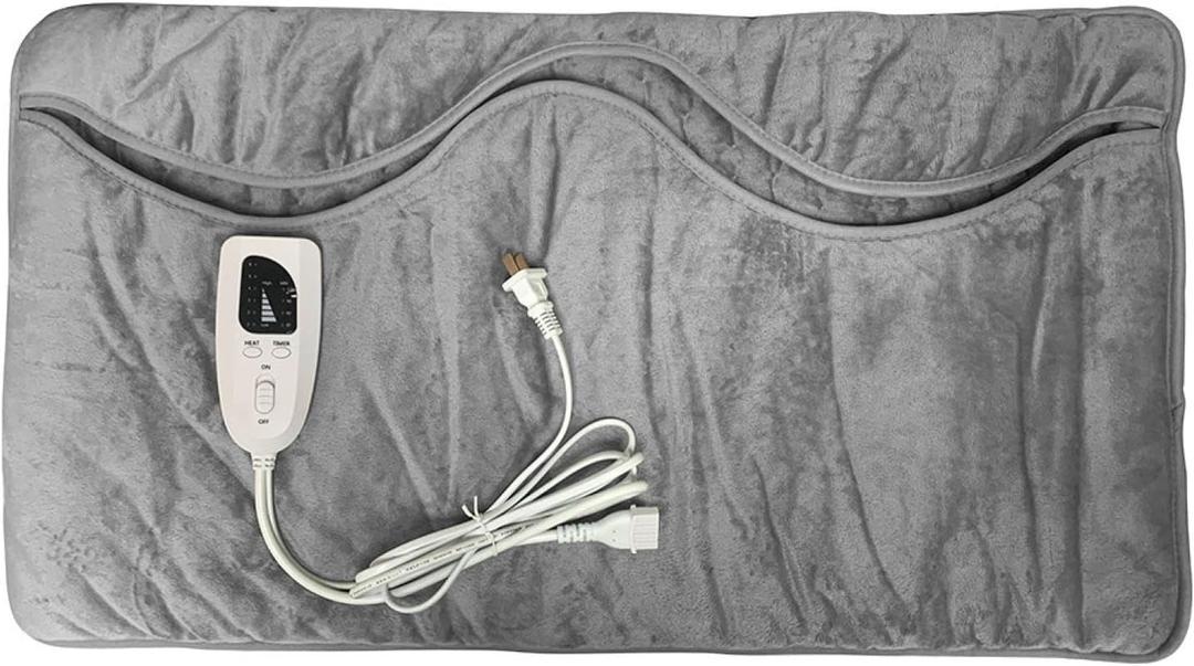 Warm Foot Warmer, Electric Heating Foot Warmer, Single Foot Warmer, Plug-in Portable Washable Wet Blanket, Heating Blanket (UL 120V, Double Foot Warmer - Silver Grey)