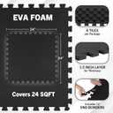 EVA Foam Mat Tiles 6-Pack - 24 SQ FT of Interlocking Padding for Garage, Playroom, or Gym Flooring - Workout Mat or Baby Playmat by Stalwart (Black)