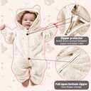 AiWMGL Newborn Baby Bear Outfit With Fold-Over Mittens and Footies Girls Boys Winter Fleece Clothes Hooded Romper Snowsuit