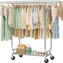 Heavy Duty Rolling Clothes Rack, 620 LBS Load Double Rod Adjustable Garment Rack with Storage Shelves & Lockable Wheels, Portable Clothing Rack for Hanging Clothes for Bedroom, Laundry Living Room