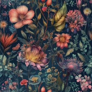Livelynine Flower Wallpaper Dark Blue Vintage Floral Peel and Stick Wall Paper Colorful Boho Pink Green Red Bright Colors Removable Navy Floral Contact Paper for Cabinets Self Adhesive 17.5x78.8
