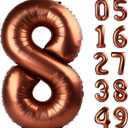 Dark Brown 8 Balloon,Foil Birthday Number Balloons,40 Inch Decorations 8th