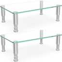 Hemudu 2 Pack Computer Monitor Riser with Height Adjustable Multi Media Desktop Stand for Flat Screen LCD LED TV, Laptop/Notebook/Xbox One (Clear)