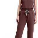Scrubs for Women Set Soft Sleeveless Stand-Up Collar Scrub Top & Straight Leg Scrub Pant, 9 Pockets, Yoga Waistband, L