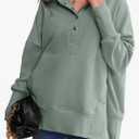 AlvaQ Womens Oversized Sweatshirts Hoodies Fleece Button Neck Hooded Tops Casual Pullover Tunics Winter Outfits 2025, Size: S