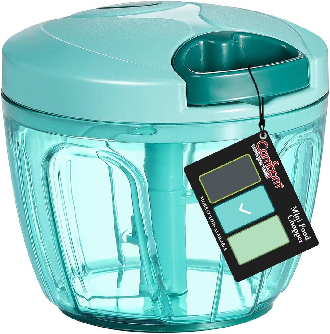 Cambom Manual Food Chopper Vegetable Cutter, Hand String Vegetable Chopper Onions Cutter for Vegetable Fruits Nuts BPA Free Food Safe Material, 650ml Blue