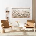 CHDITB 3D Textured Sculptural Wheat Bloom Wall Art,Neutral Beige Wall Decor | Floral Relief Canvas Painting, Warm Soothing Nature‑oriented Artwork Visual Prints for Living Room Bedroom Cottage 40"x20"
