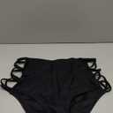 Women Sexy Bikini Bottoms Lace Strappy Sides High Waisted Retro Bathing Suit Underwear Swimsuit (Black, Medium)