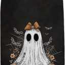 Halloween Ghost Kitchen Towels, Coquette Bow Lace Ghost Floral Decorative Hand Towels for Bathroom, Spooky Halloween Dish Tea Towel for Kitchen Decor, 16x24 Inch (Ws1)