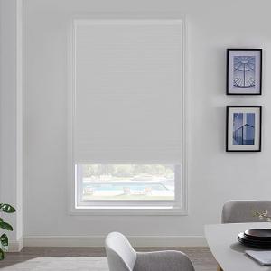 Cordless Blackout Cellular Shades, 21x64 inch White Pull Down Honeycomb Window Blinds Inside Outside Mount Custom Thermal Insulated for Home Office Bedroom Living Room Kitchen