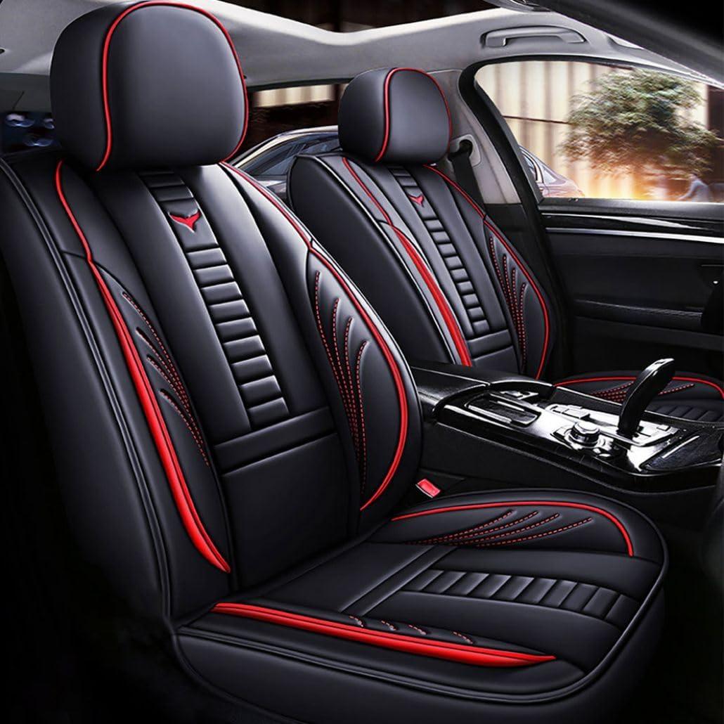 for Honda CR-V 2005-2025 Car Seat Covers, Full Coverage Customized Seat Covers Premium Leather Waterproof Stain-Resistant Easy to Install (Full Set, Black&Red)
