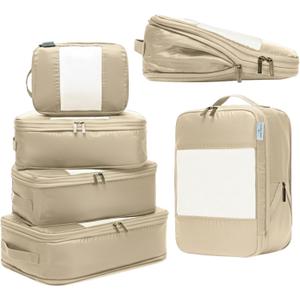 6-Pack Large Compression Packing Cubes for Travel - Lightweight Compression Packing Cube Set, Water-Resistant Luggage Organizer Bags & Suitcase Organizers, Travel Cubes for Carry-On, Checked Luggage
