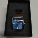 Armitron Men's Genuine Crystal Accented Leather Strap Watch (Silver/Brown/Navy Blue)