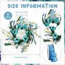 6 Pcs Small Blue Daisy Flower Hanging Wreaths for Cabinets with White Floral Eucalyptus Leaves Lavender Artificial Grains Mini Candle Rings Wreath for Home Front Door Farmhouse Coastal Blue Porch