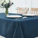 maxmill Weaved Texture Rectangle Tablecloth Water Resistant Wrinkle Free Spill-Proof, Soft Table Cloth for Dining Room Decoration, Banquet Parties Event Holiday Dinner, 60 x 84 Inch Navy Blue