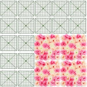 Chumia 24 Pcs DIY Flowers Wall Frames, Flower Arrangement Grid Panels Plastic Artificial Plant Wall Arch Backdrop for Wedding Party Decoration Floral Photo Backdrop, 10 x 10 Inches
