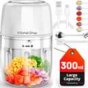 Electric Garlic Chopper, 300ML Portable Cordless Mini Food Processor, Rechargeable Vegetable Chopper Blender for Nuts Chili Onion Minced Meat and Spices BPA-Free (White)