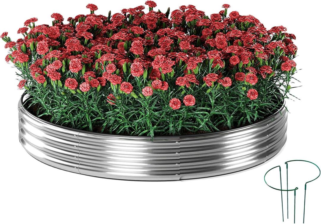 ZFHgarden Galvanized Metal Round Raised Garden Bed Outdoor for Gardening Raised Garden Bed Kit，3x3x1FT Garden Raised Planter Box Outdoor