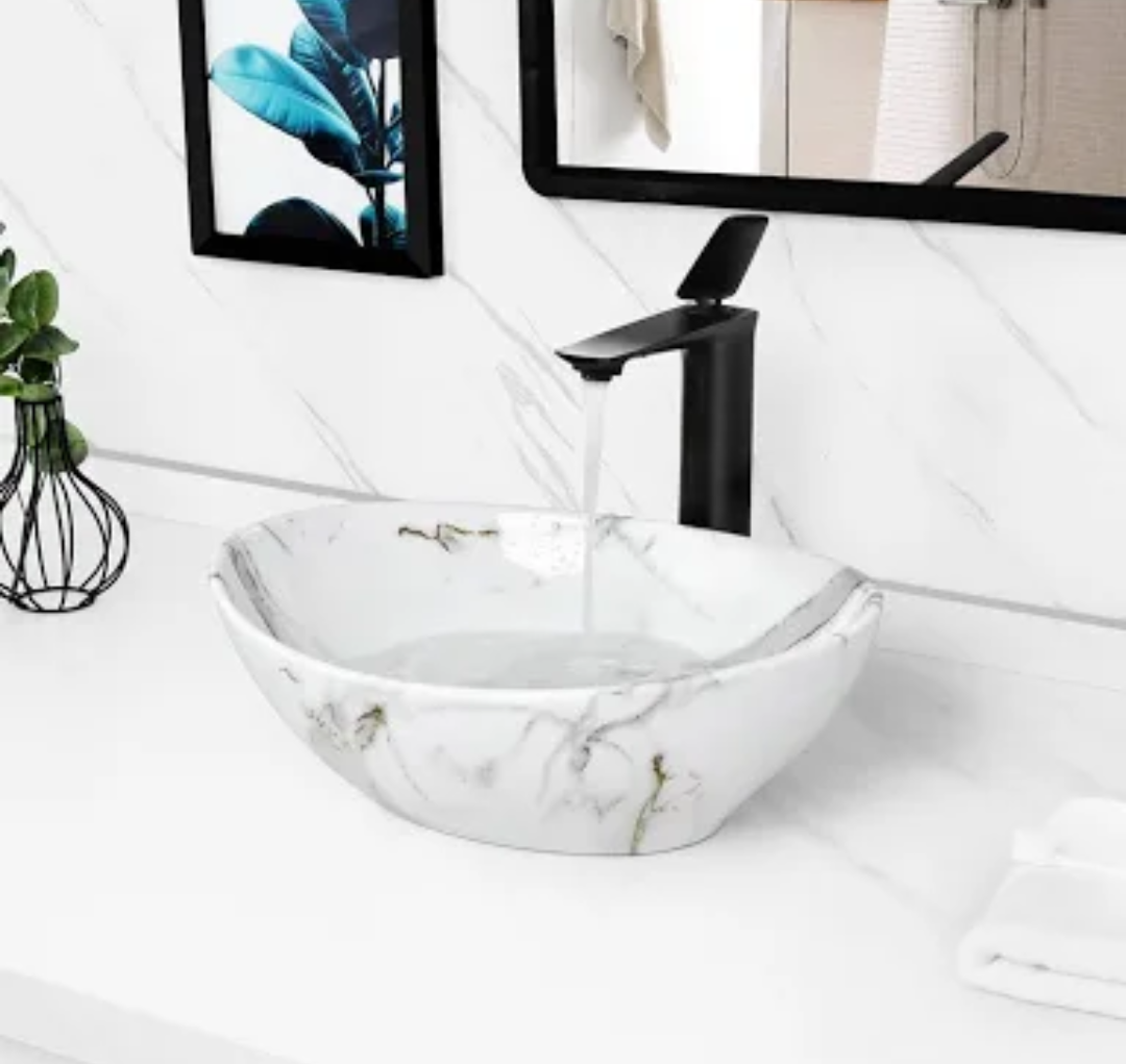 Tysun Oval Vessel Sink, 16'' x 13'' Oval Bathroom Sink, Modern Above Counter White Porcelain Ceramic Bathroom Vessel Sink Bowl