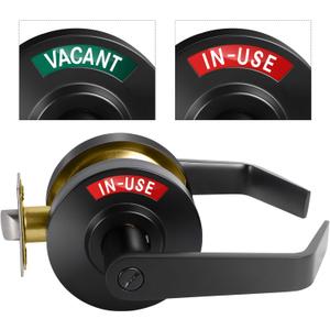 Commercial Door Handle for Restroom, Vacant Occupied Bathroom Lock, Occupied Door Handle, Privacy Indicator Door knob for Public & Industrial Buildings (Matte Black)