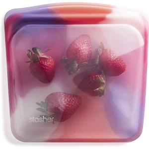 Stasher Premium Silicone Reusable Food Storage Sandwich Bag, Tie Dye Pink, Microwave, Sous Vide, Dishwasher, Oven and Freezer Safe, BPA Free, Leak-free, Eco-friendly, 28 Oz