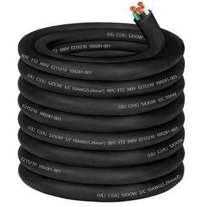 100ft SJOOW 10/3 Wire 10/3 SJOOW Cord Cable,10 Gauge Portable Power Cable