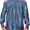 Zando Mens Disco Shirt Outfit Retro 70s Shirts for Men Sequin Glitter Long Sleeve Button Down Disco Outfits Party Costume (XXL)