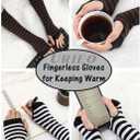 Urieo 2 Pairs Winter Arm Warmer Knit Long Fingerless Gloves Knitted Elbow Length Wrist Warmers with Thumb Hole for Women (Black)