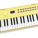 RockJam 49 Key Keyboard Piano, Portable Electronic Music Keyboard with Speakers, USB-C Power or Battery Operation, Headphone Input, 200 Tones, 200 Rhythms, Note Stickers & Lessons (Lemon Sherbert)