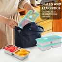 Quzzy Grab and Go Snack Containers Reusable, Stainless Steel Double Compartment Snack Containers with Lids, Food Lunch Meal Container Prep for Travel and Outdoor Camping, Small Packs Container (2PCS)