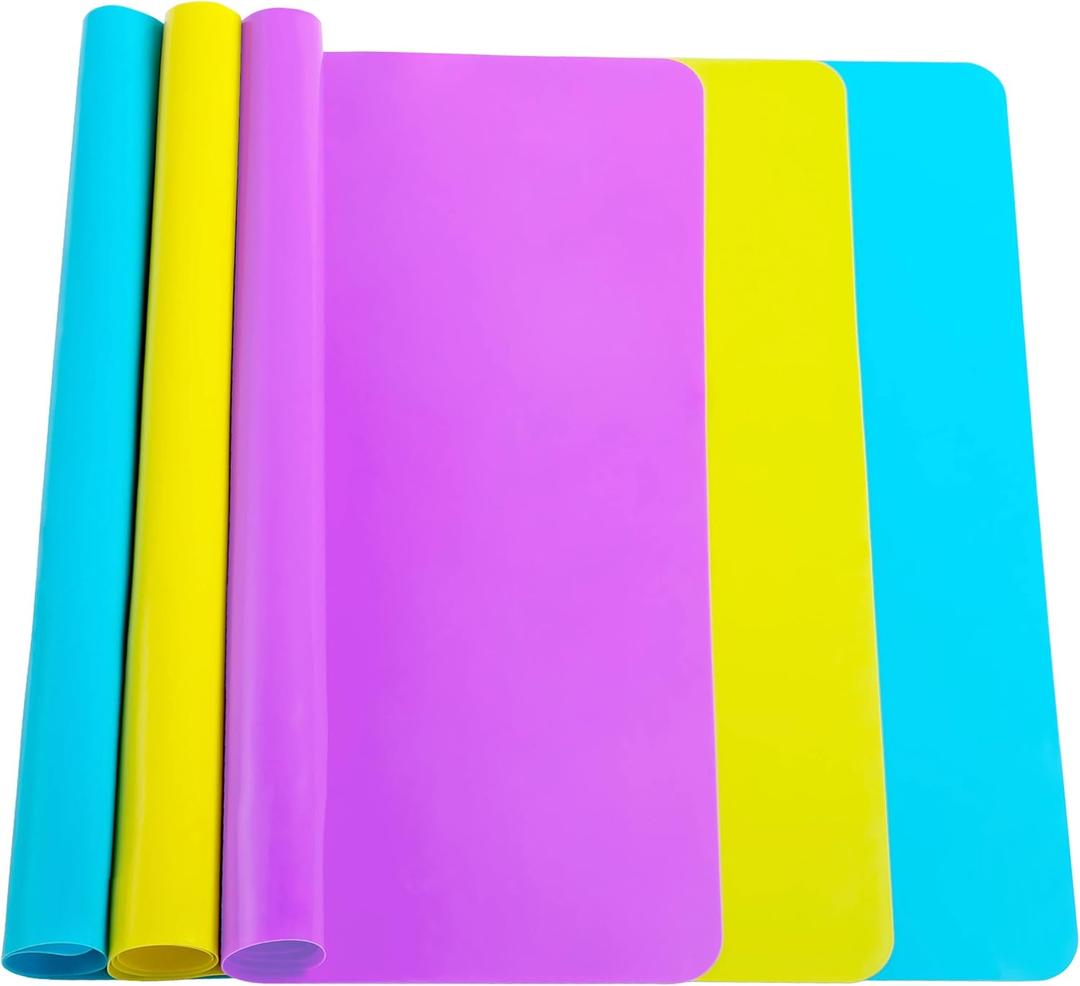 3 Pack Silicone mat Large Silicone Sheets for Crafts, Liquid, Resin Jewelry Casting Molds Mat, Silicone Placemat 15.7 x 11.8 (Blue& Purple & Yellow)