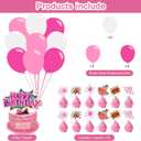 Pink Spider Birthday Party Decorations,Girl Spider Decor Supplies Include Happy Birthday Banner, Latex Balloon, Hanging Swirl Spiral,Cake Toppers