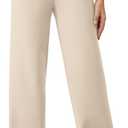 G4Free Fleece Lined Sweaterpants Women Elastic Drawstring Wide Leg Winter Trousers with Pockets for Casual Work (Medium, Light Khaki)