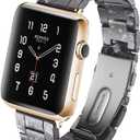 HOPO Compatible With Apple Watch Band 42mm 41mm 40mm 38mm Thin Light Resin Strap Bracelet With Stainless Steel Buckle Replacement For iWatch Series SE Series 10 9 8 7 Ultra 6 5 4 3 2 1 for Women Men (Black Flower)