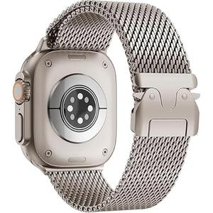 Mycvlleon Milanese Mesh Loop for Apple Watch Band Men Apple Watch Ultra 3/2/1 44 mm 45 mm 46mm 49mm Ser Women,Stainless Steel Parachute-style Buckle for iWatch Ultra 2 Series 11 10 9 8 7 6 SE 5 4 3