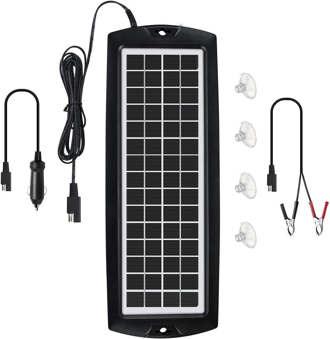 Sunway Solar Car Battery Trickle Charger & Maintainer 5W Solar Panel Power 12V Charger kit Portable Waterproof for Automotive RV Marine Boat Truck Motorcycle Trailer Tractor Powersports Snowmobiles