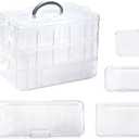 Bead Containers Storage Box for Art Craft Storage,3-Tier Stackable Storage Organizers,61pcs Pieces Plastic Storage Cases Mini Clear Bead Storage Containers Transparent Boxes