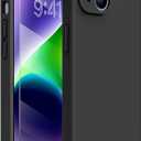 iPhone 14 Case with Screen Protector,[Upgraded Enhanced Camera Protection],Shockproof Liquid Silicone Case with Microfiber Lining, 6.1 inch,Black