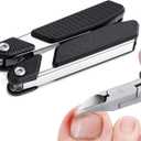 Portable Folding Ingrown Toenail Clippers for Men Thick Toenails, Business Travel Ultra Sharp Toe Nail Clippers for Seniors, Adult, Podiatrist, Heavy Duty Stainless Steel, Black