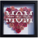 MUXIUNT Mom Mothers Birthday Day Flower Floral Shadow Box We Love You New Mom Box Gift for Mom Daughter Grandma Sister Glass Dome Forever Flower Rose Gift from Daughter Son Husband（11x11in Blue Heart）