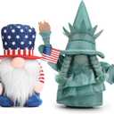 4th of July Patriotic Gnome Decorations, 2PCS Handmade Swedish Tomte Gnomes Plush Statue of Liberty Doll Table Ornaments for 250th Anniversary Independence Day Memorial Day Armed Forces Day