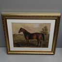 ARPEOTCY Vintage Gold Framed Horse Wall Art, Bedroom Bathroom Living Room Classic Horse Picture Wall Decor, Canvas Prints, Antique Picture Frame Rustic Paintings Home Farmhouse Decor, 13x16 Inch