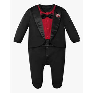 A&J DESIGN Baby Boy Tuxedo Gentleman Footie One-piece Romper with Bow Tie Newborn-9 Months